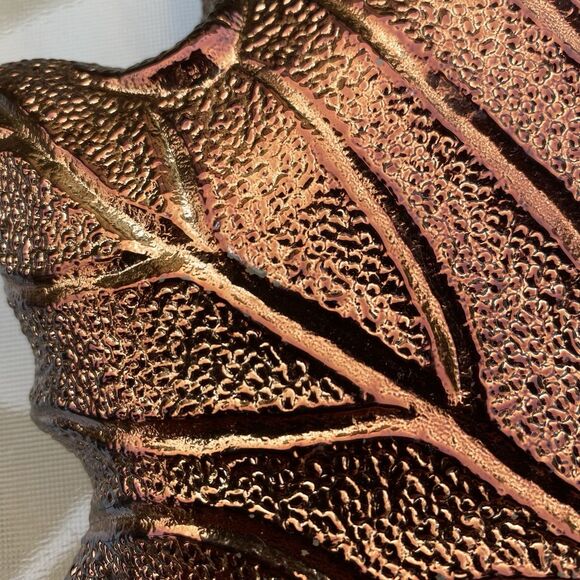 SUGAR MAPLE LEAF PLATE GLASS AMBER GLOW CHEESE CANDY SERVE DISH Sparkling - Picture 10 of 11